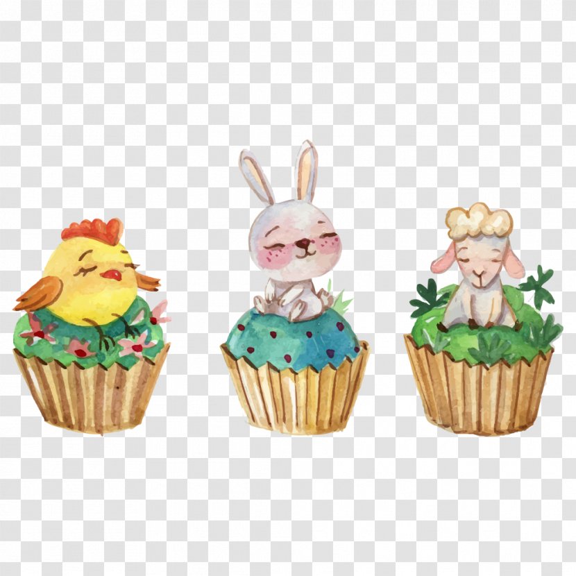 Easter Bunny Cake Cupcake Watercolor Painting - Creative Cakes Transparent PNG