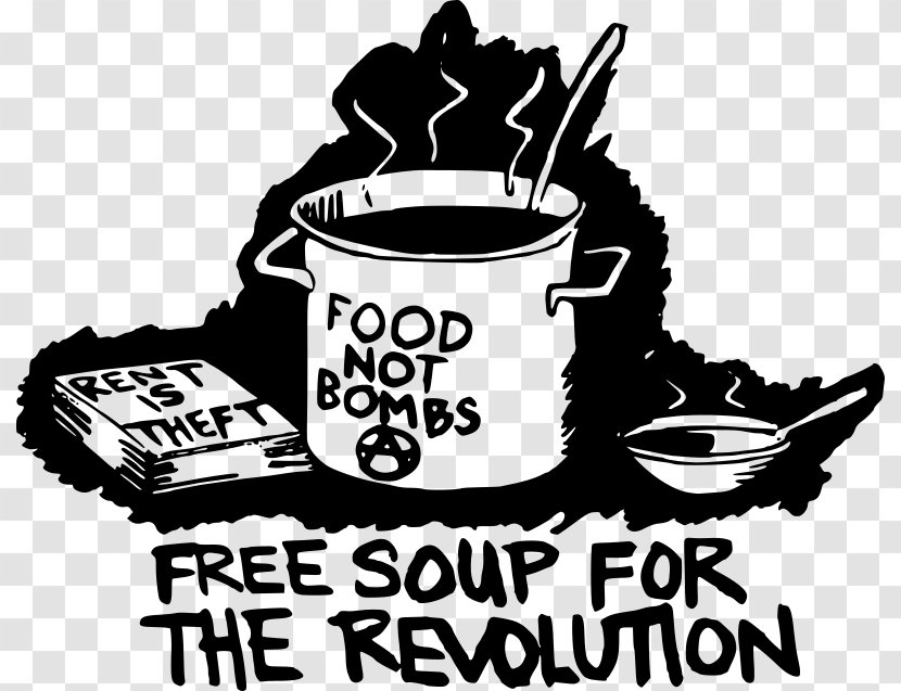 Food Not Bombs Meal Soup Hunger - Black And White - Pot Transparent PNG