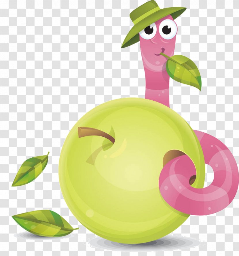 Worm Photography Clip Art - Fruit - Cartoon Apple Insect Material Transparent PNG