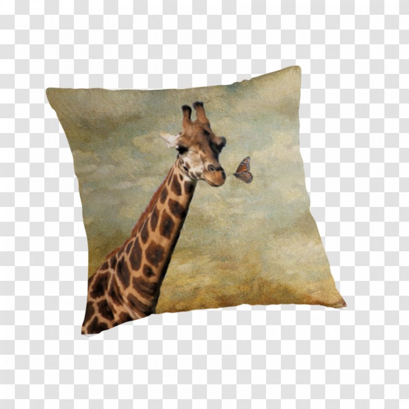 Giraffe Throw Pillows Cushion Terrestrial Animal - Plant - Watercolor Transparent PNG
