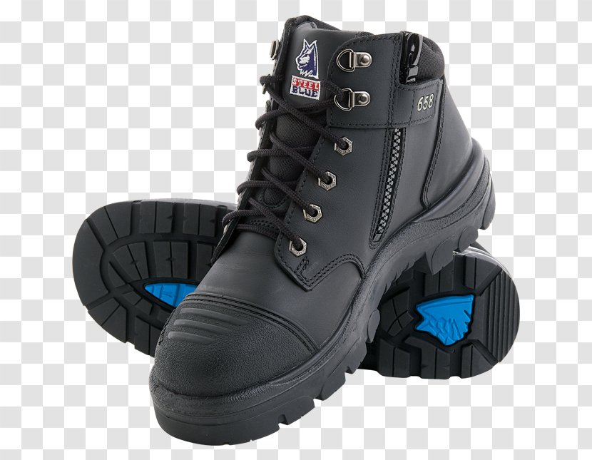 Steel-toe Boot Zipper Steel Blue - Motorcycle Transparent PNG