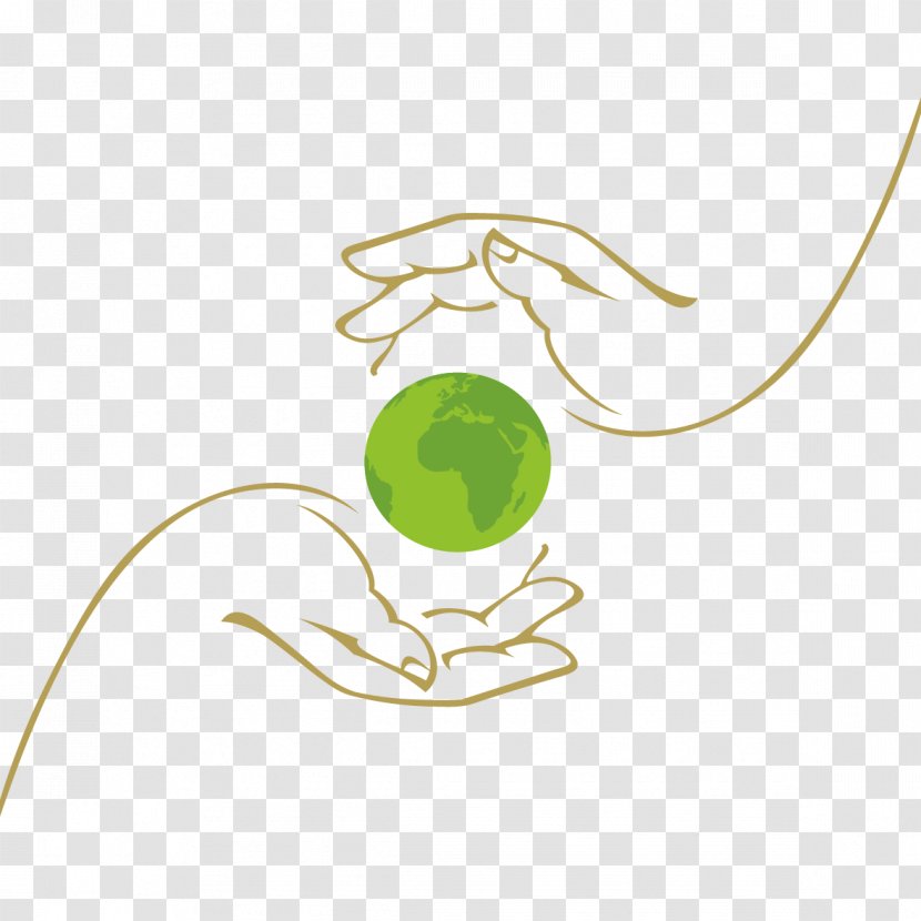 Earth Euclidean Vector Hand - Yellow - Creative Hands Care Of The Transparent PNG
