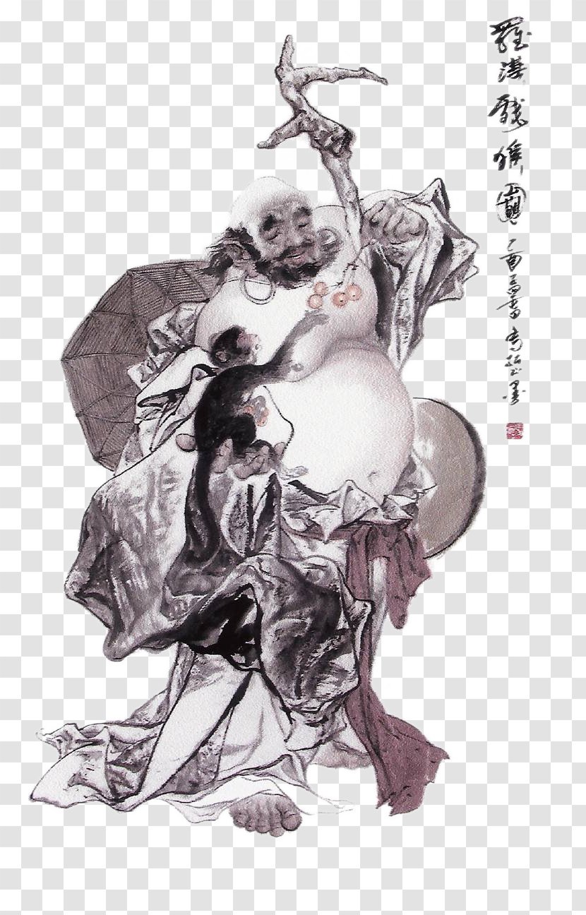Painter Creative Work Ink Wash Painting Illustration - Mu1ef9 Thuu1eadt - Chinese Feng Shui Cai Xian Road People Transparent PNG