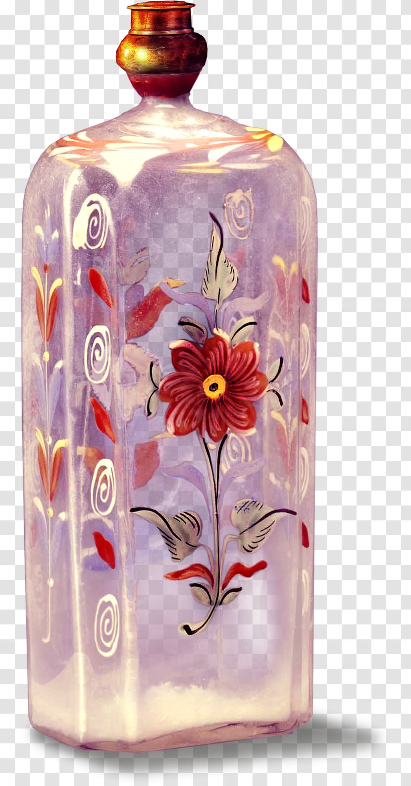Glass Bottle Transparency And Translucency - Flower - Exquisite Pattern Transparent PNG