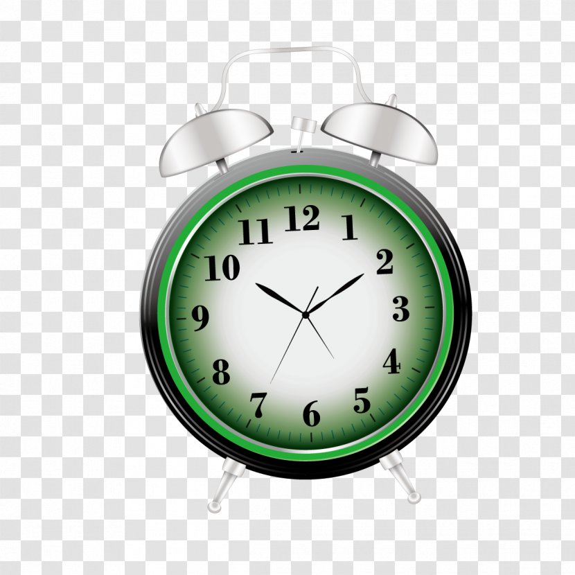 Alarm Clock Green - Vector Transparent PNG