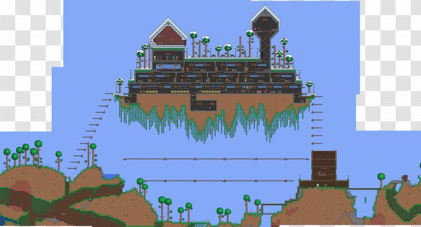 Terraria Minecraft House Video Game Starbound - Floating Island Transparent PNG