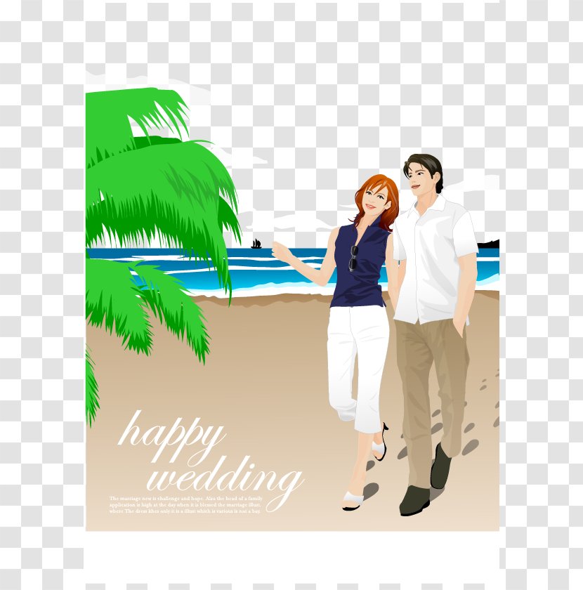 Euclidean Vector Romance Significant Other Illustration - Public Relations - Sea Beach Leisure Cartoon Characters Transparent PNG