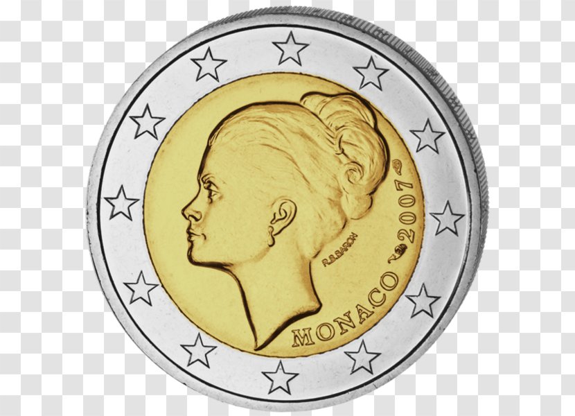 2 Euro Coin Commemorative Coins Belgian - Money - Grace Kelly Transparent PNG