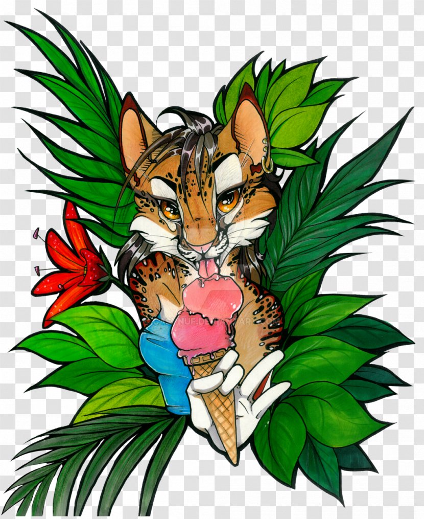Tiger Cat Clip Art Illustration Fauna - Flower Transparent PNG