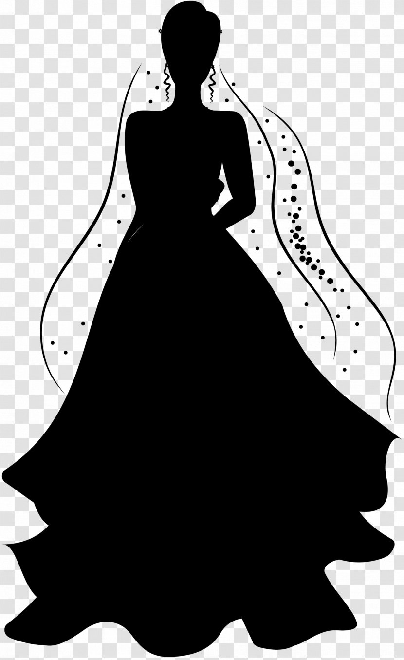 Clip Art Illustration Silhouette Black & White - Gown - M Transparent PNG