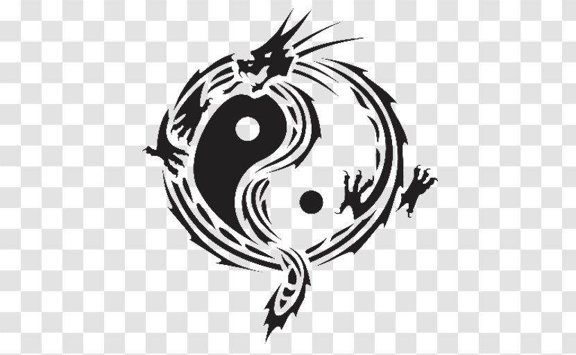 Chinese Dragon Drawing Yin And Yang - Fictional Character Transparent PNG