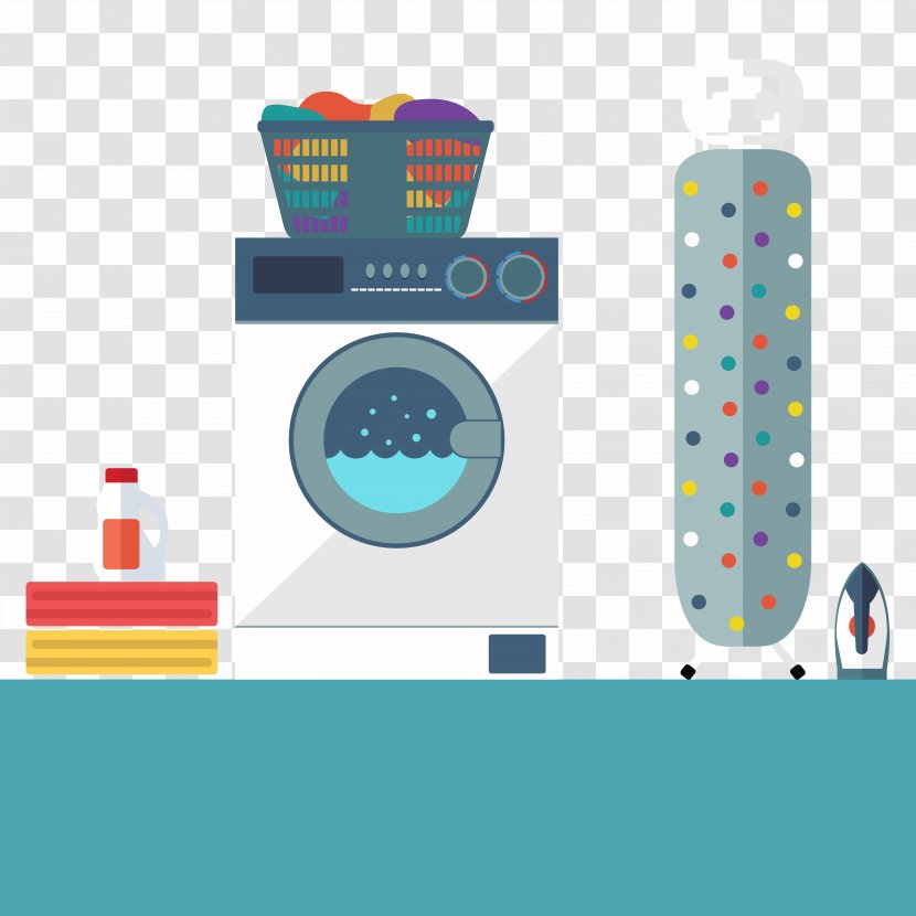 Washing Machine Laundry Towel Bed Sheet - Pattern - Vector Flat Illustration Transparent PNG