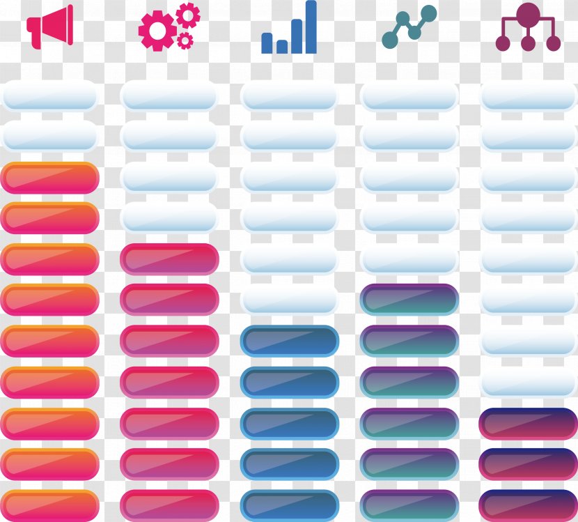 Button Graphic Design - Tutorial - Gradient Color Energy Column Chart Transparent PNG