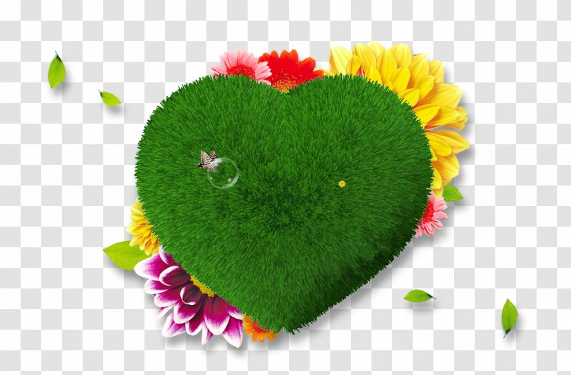 Spring Green Heart Poster - Love Grass Transparent PNG