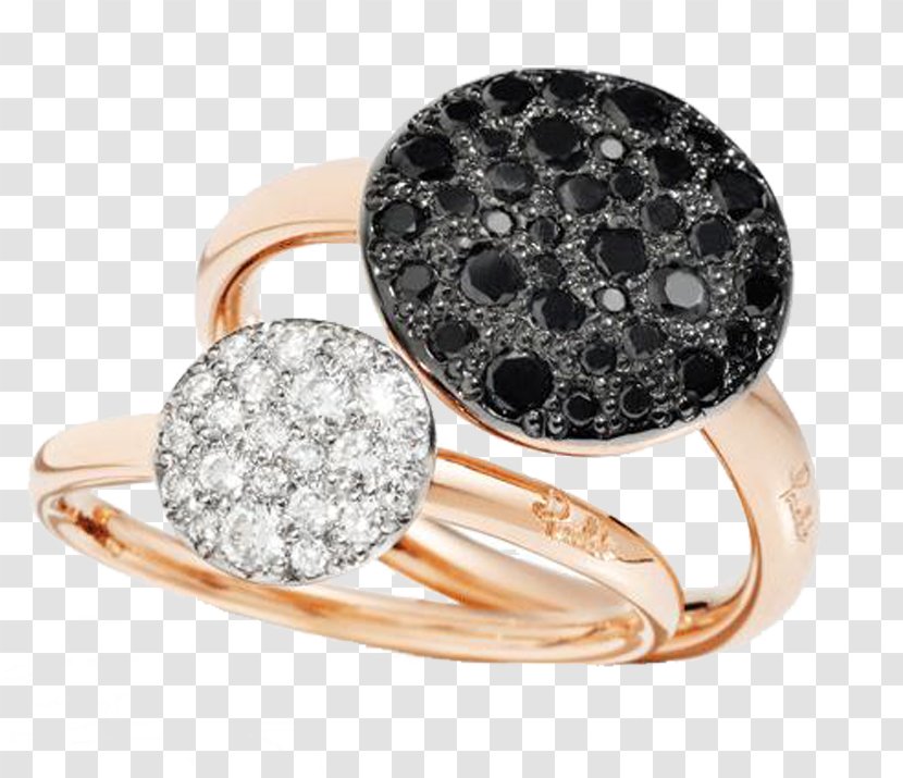 Earring Pomellato Jewellery Diamond - Body Jewelry - Rose Gold Black And White Ring In Kind Promotion Transparent PNG