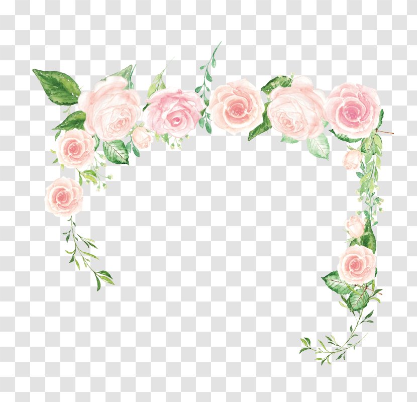 Pink Flower Rose Green - Cut Flowers - Border Transparent PNG