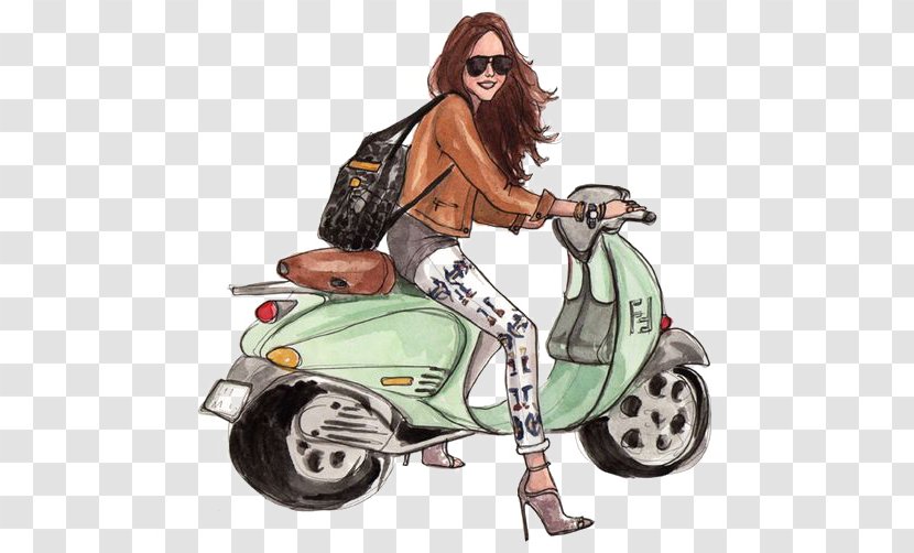 Scooter Vespa Drawing Illustration - Silhouette - Motorcycle Transparent PNG