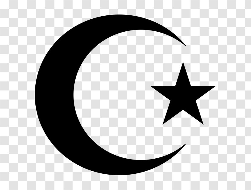Star And Crescent Symbols Of Islam Moon - Monochrome Photography Transparent PNG