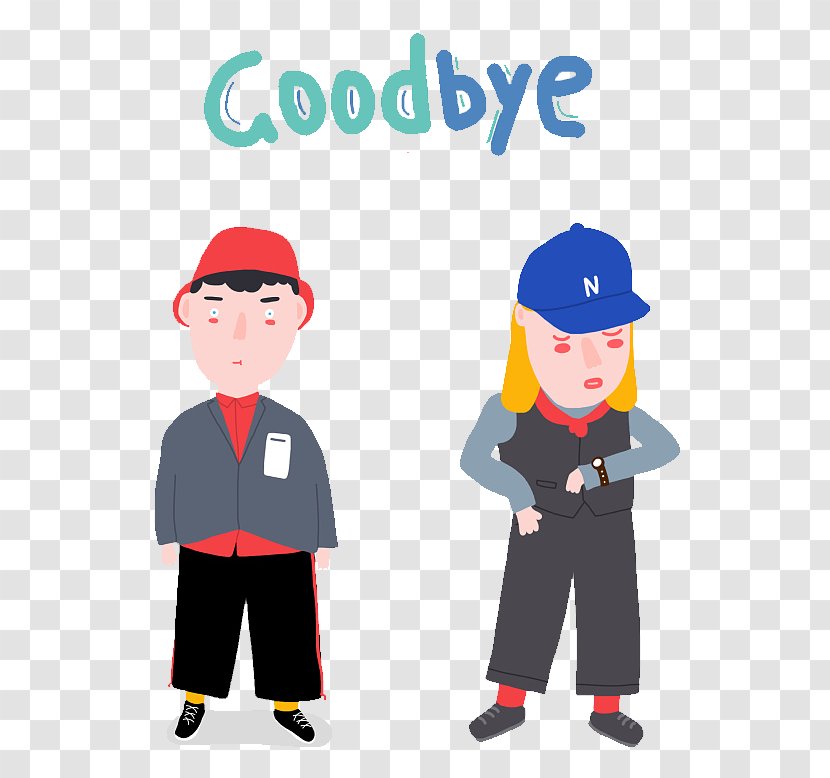 Cartoon Illustration - Preview - Two People Goodbye Transparent PNG