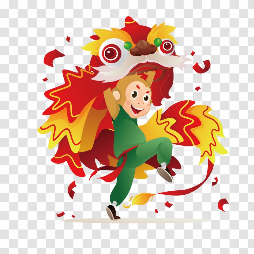 Dance Chinese New Year Festival Illustration - Fictional Character - Little Monkey Lion Transparent PNG
