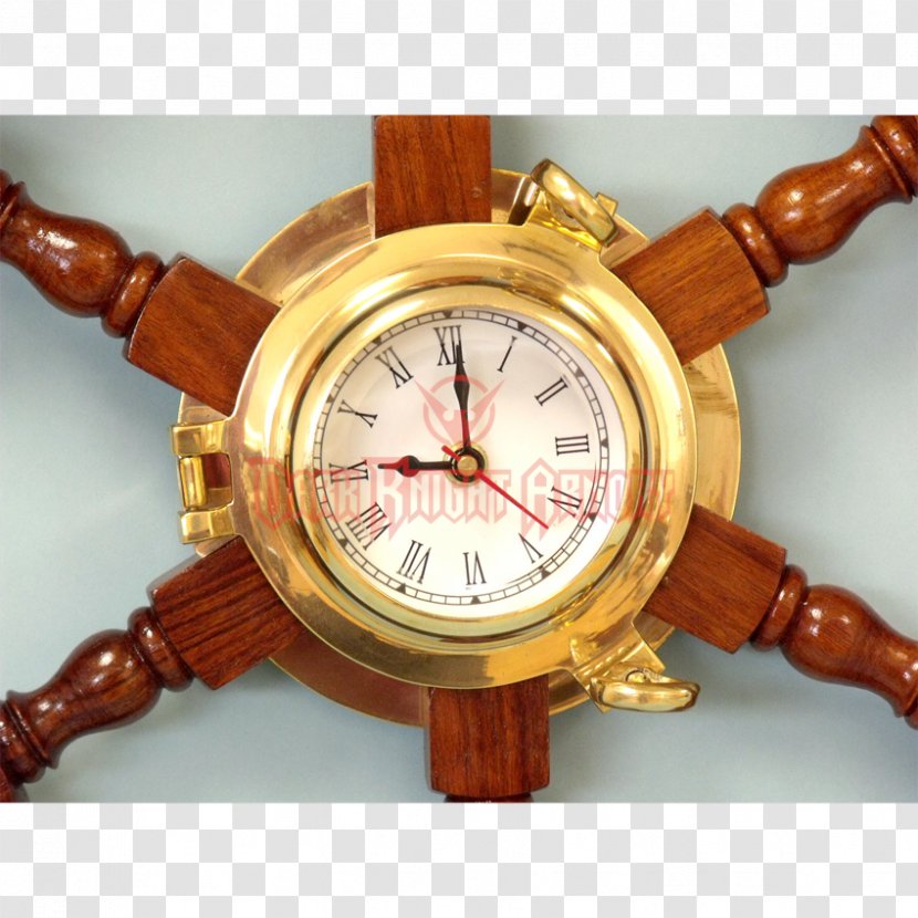 Clock Ship's Wheel Porthole Antique - Hardwood - Ships Transparent PNG