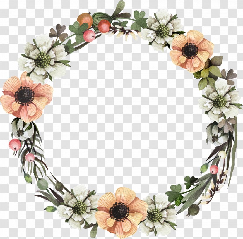 Wreath Floral Design Flower Leaf - Picture Frame - Yellow Transparent PNG