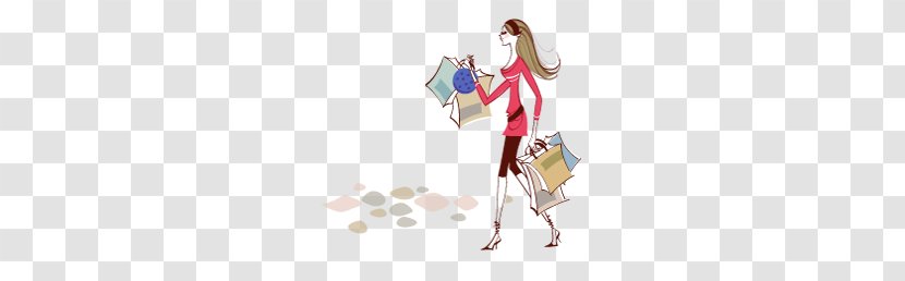 Cartoon Shopping Woman Illustration - Designer - For Women Transparent PNG