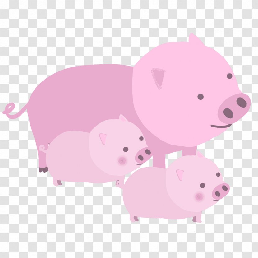 Pig Pink M Snout Animated Cartoon - Mammal Transparent PNG