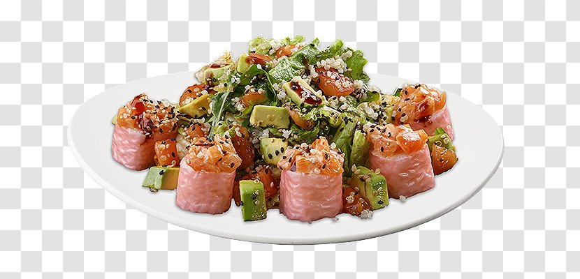 Salad Smoked Salmon Sushi Vegetarian Cuisine Pasta - Asian Food - Garden Transparent PNG