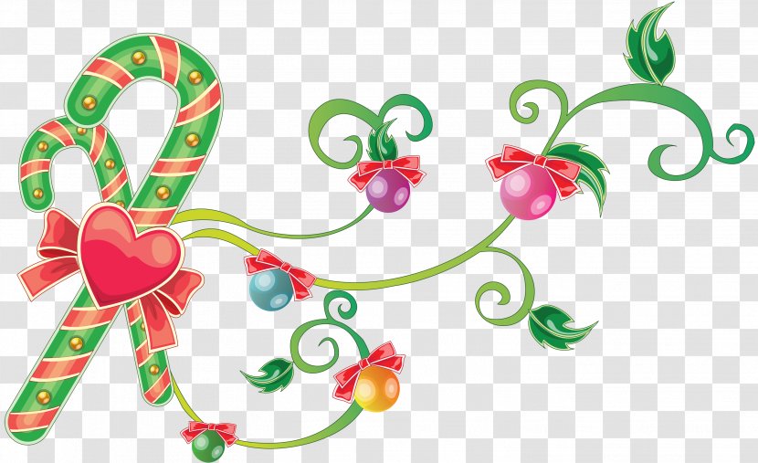 Candy Cane Christmas Ornament Clip Art - Mistletoe Transparent PNG