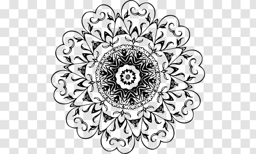 Floral Design Ornament Symmetry Decorative Arts Pattern - Black And White - Circle Transparent PNG