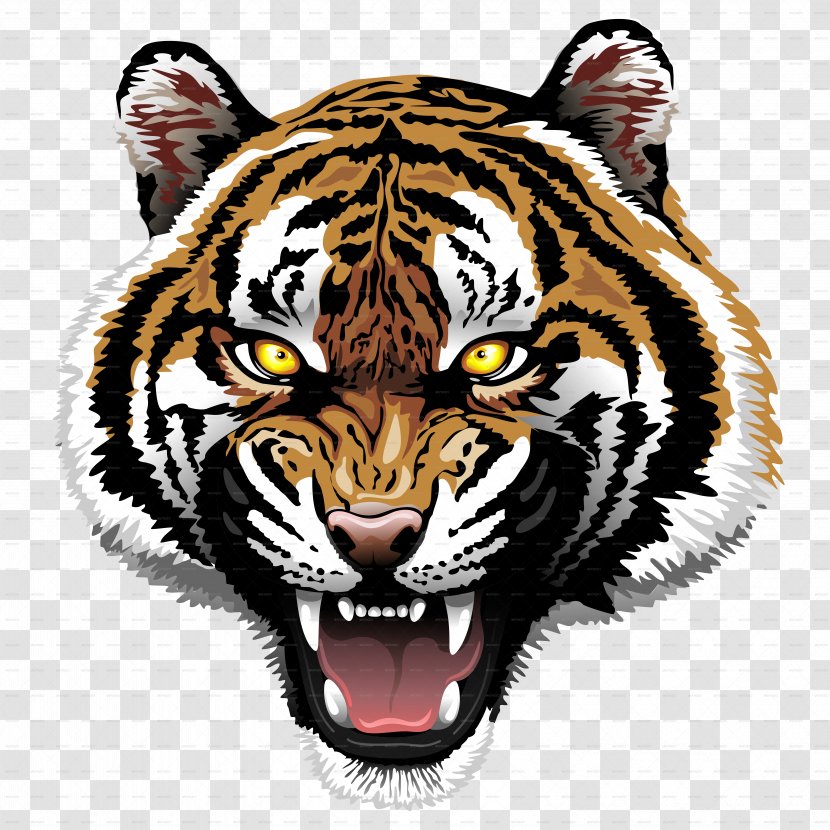 Bengal Tiger Lion Roar Clip Art - Head Transparent PNG