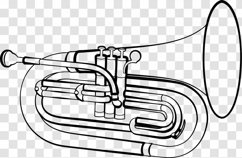 Baritone Horn Marching Euphonium Drawing Clip Art - Cartoon - Tuba Transparent PNG