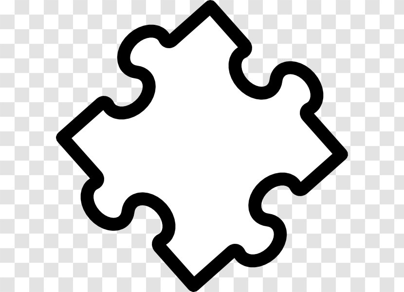 Jigsaw Puzzles Coloring Book Clip Art - Black And White - Puzzle Pieces Outline Transparent PNG