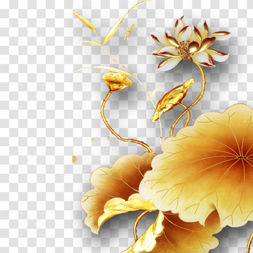 Gold Download - Petal - Golden Lotus Transparent PNG