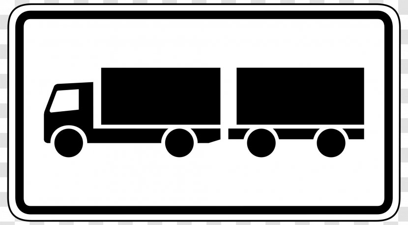 Pickup Truck Trailer Traffic Sign - Black And White - Signs Transparent PNG