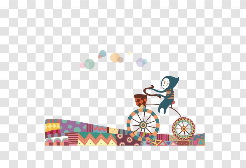 Cycling Cartoon Bicycle - Cute Kids Biking Transparent PNG