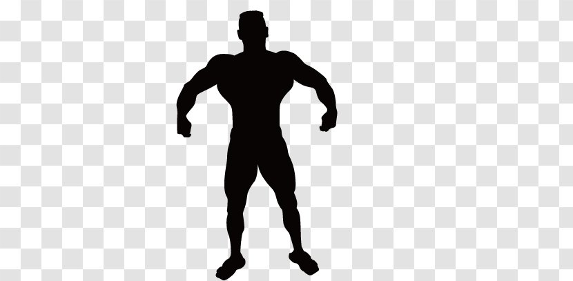 Vitruvian Man Silhouette Muscle Clip Art - Black - Fitness People Transparent PNG