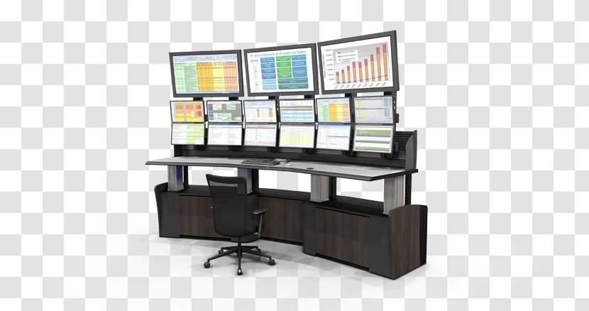 Shelf Sit-stand Desk System Console Table - Control Room Transparent PNG