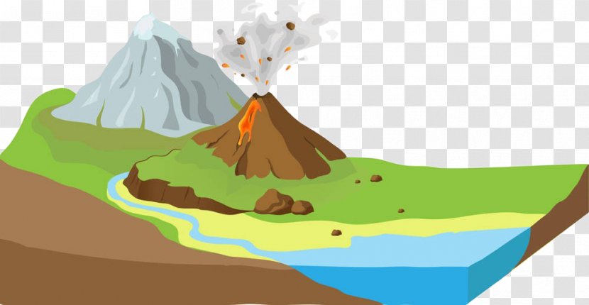 Volcano Magma Landscape Lava - HandPainted Mountain Terrain Soil Profile Transparent PNG