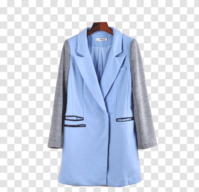 Wool Coat - Cobalt Blue Transparent PNG