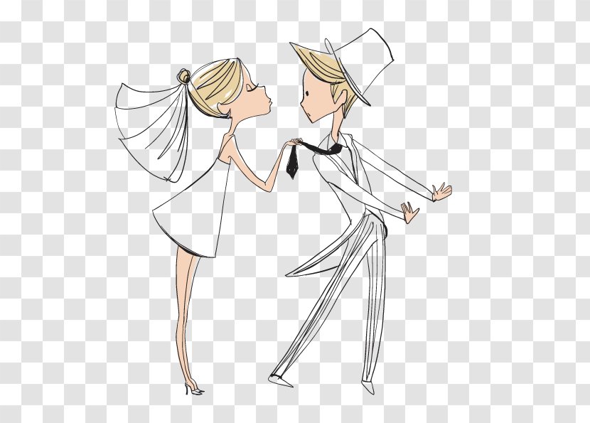 Cartoon Marriage Wedding Illustration - Tree - Bride And Groom Transparent PNG