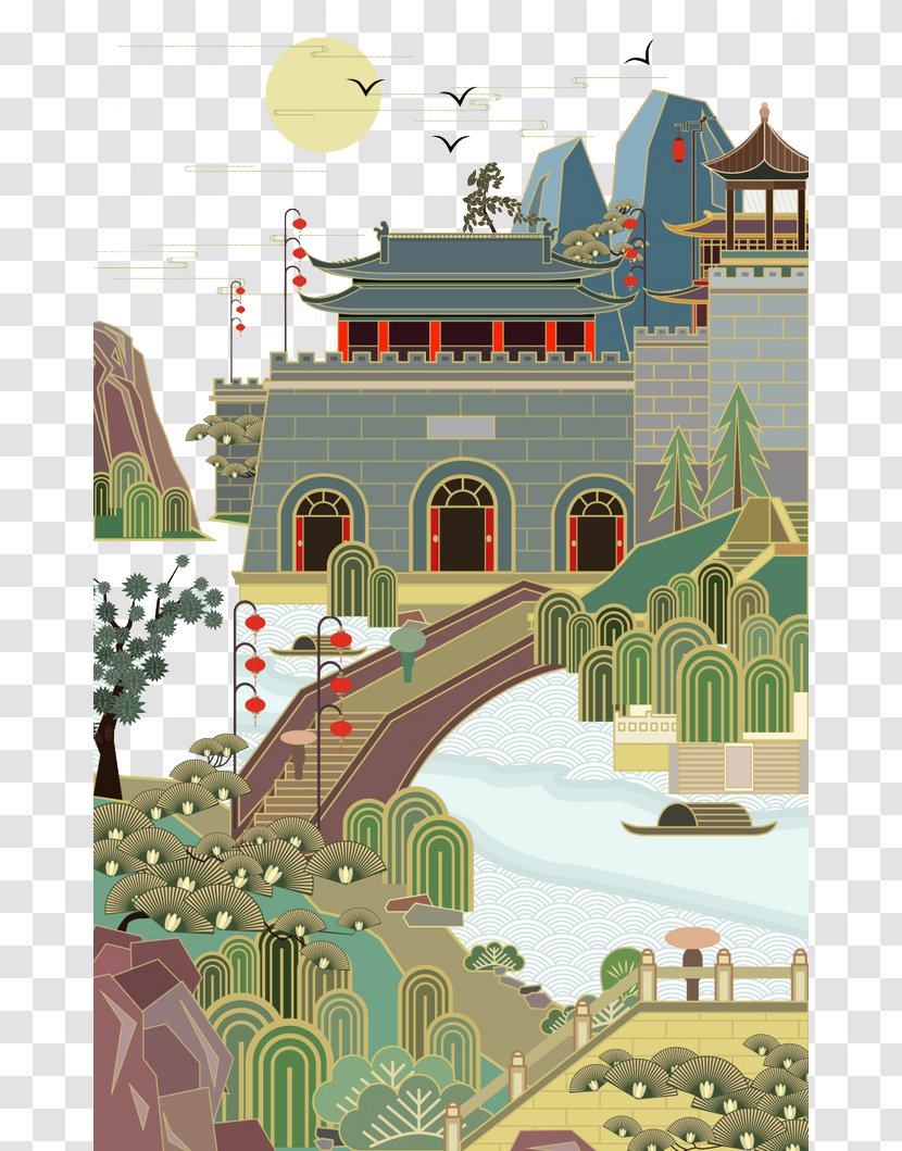 Guyu Poster Illustration - Home - Old Town Transparent PNG