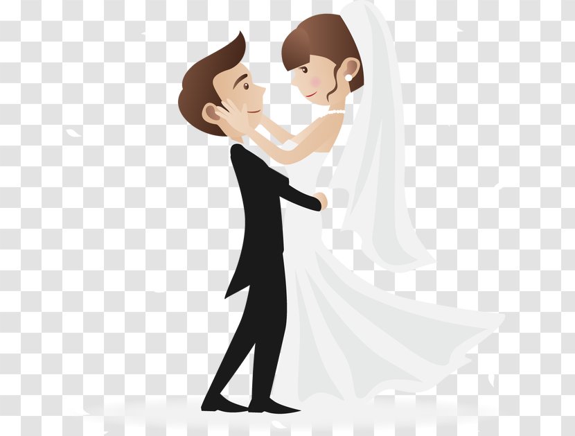 Wedding Invitation Dating Marriage - Cartoon - Bride And Groom Transparent PNG