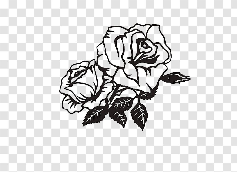 Rose Clip Art - Black - Two And White Roses Transparent PNG