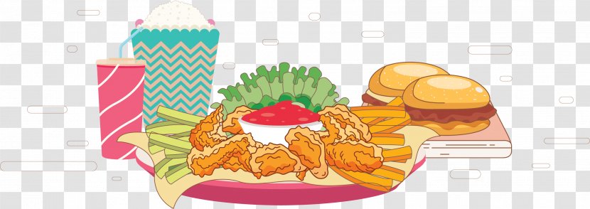 Hamburger Buffalo Wing Junk Food Fried Chicken Fast - Deep Frying - Cartoon Hand Painted Burger Wings Package Transparent PNG