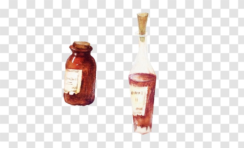 Glass Bottle Container - Barware - Creative Hand-painted Pictures Transparent PNG