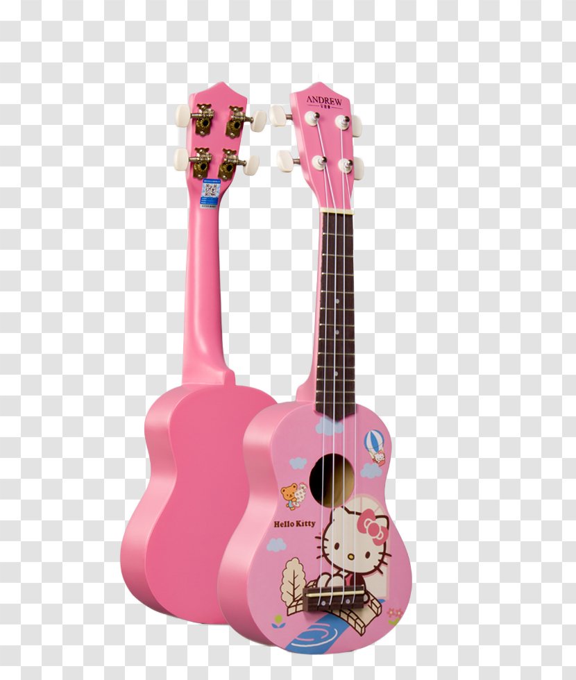 Hello Kitty Guitar Pink Cat - Watercolor - Pattern Transparent PNG