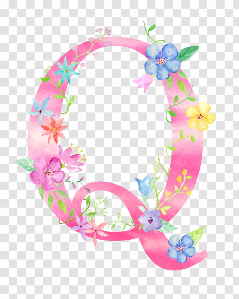 Letter Q Download - D With Stroke - Flowers Transparent PNG