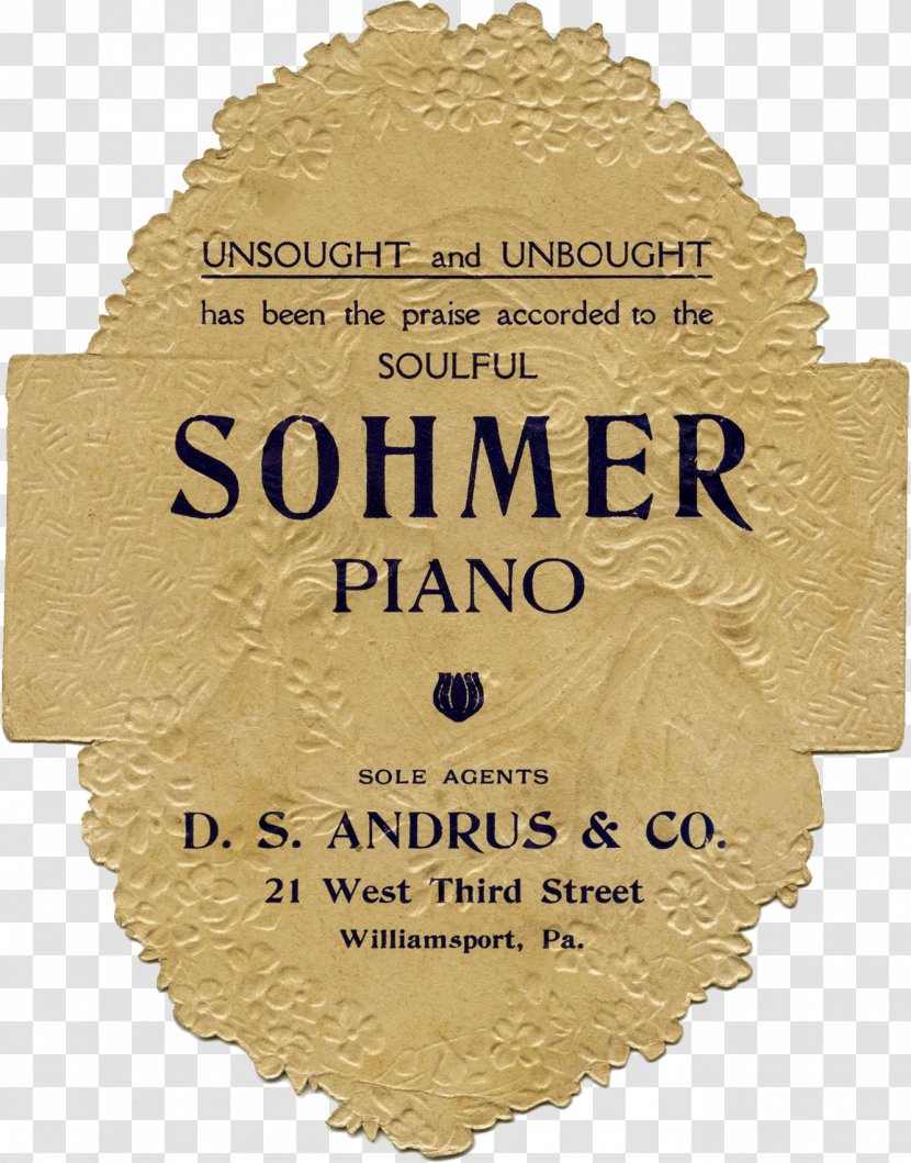 Advertising Victorian Era Ephemera Piano Label Transparent PNG